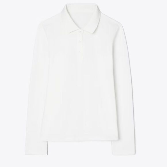 TORY BURCH White Long Sleeve Polo Shirt NWT - Picture 13 of 13